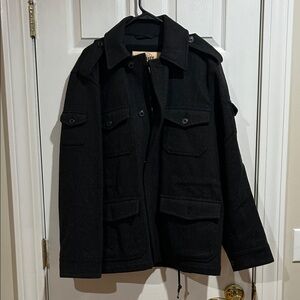 Vintage Old Navy Men's Dark Wool Military Field Jacket